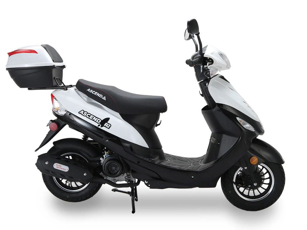 Ascend R-2 50cc Street Scooter, Automatic, Front Disc Brake, LED Headlight, Trunk Included, 50 State Legal – Metallic Red - Image 4