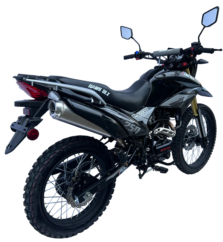 Hawk DLX 250cc Fuel Injected Dual Sport Dirt Bike, 5-Speed Manual, Electric Start, 21/18 inch Wheels, Ages 16 and up – Black - Image 4