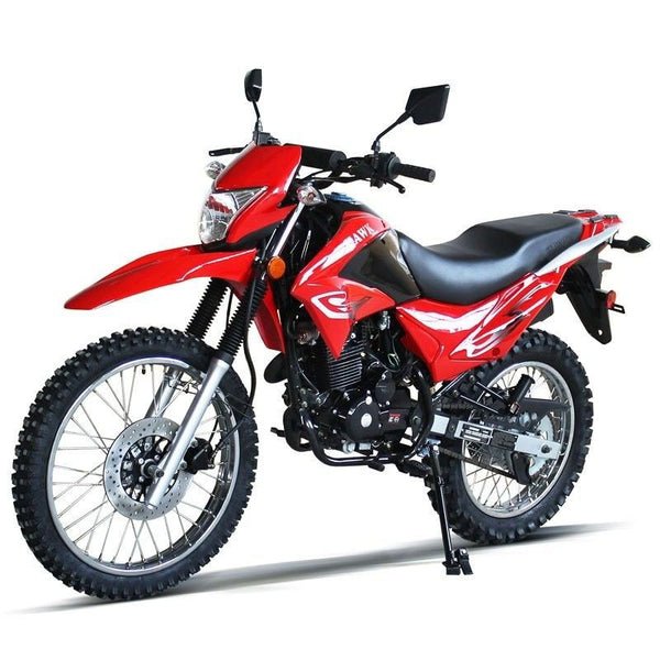 Hawk-X 250cc Dual Sport Dirt Bike, 5-Speed Manual, Electric Start, 21/18 inch Wheels, DOT Approved, Ages 16 and up – Red