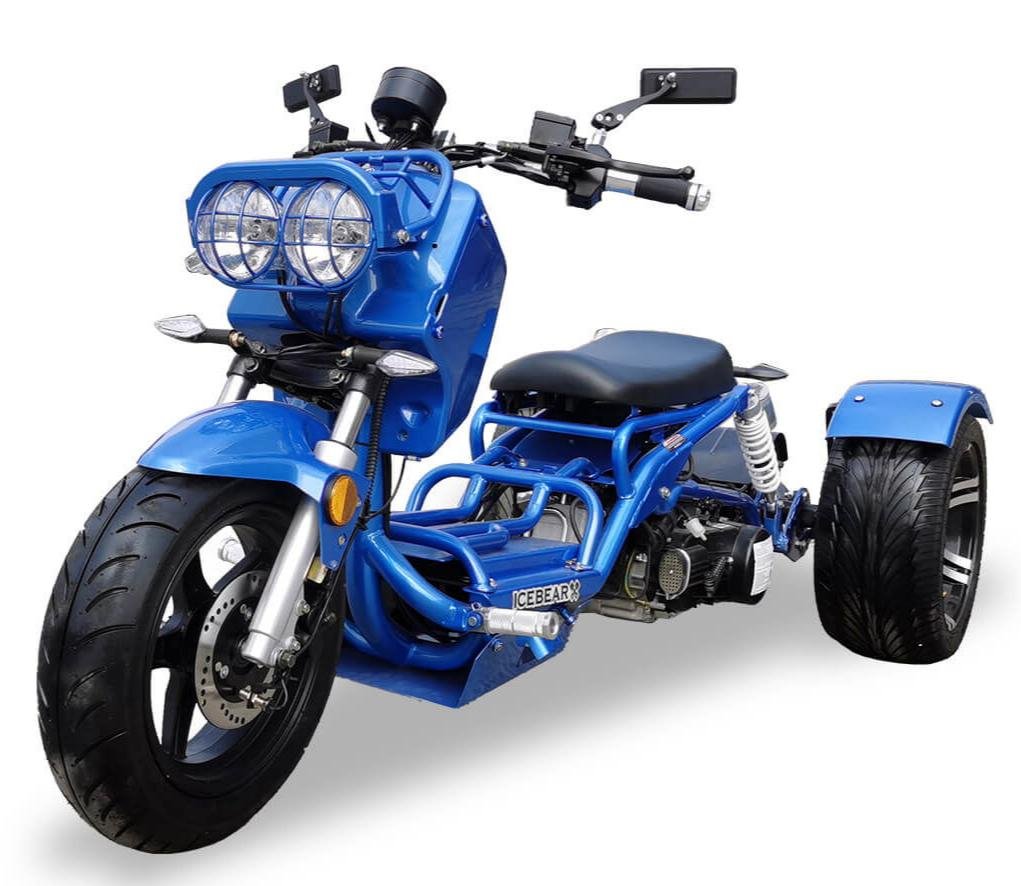 Maddog 150cc Street Trike, Automatic, Disc Brakes, 14 inch Aluminum Rear Wheels – Blue - Image 2