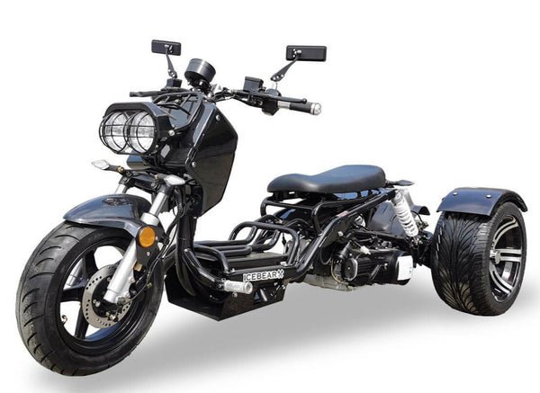 Maddog 50cc Street Trike, Automatic, Disc Brakes, 14 inch Aluminum Rear Wheels – Black