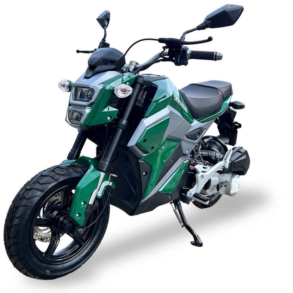 Mini Max 150cc Motorcycle, Automatic, Front Disc Brake, 12 inch Aluminum Wheels, LED Lights, Digital Speedometer, 50 State Legal – Metallic Green - Image 2