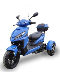 Mojo 50cc Street Trike, Automatic, Disc Brakes, Aluminum Wheels, Trunk and Windshield Included – Metallic Blue