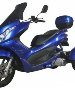 Q6 150cc Trike, Automatic Shifting, Full Wind Screen, Locking Trunk – Blue