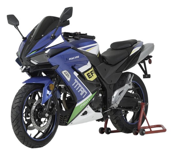 Titan 250 EFI Street Motorcycle, 6-Speed Manual – Blue