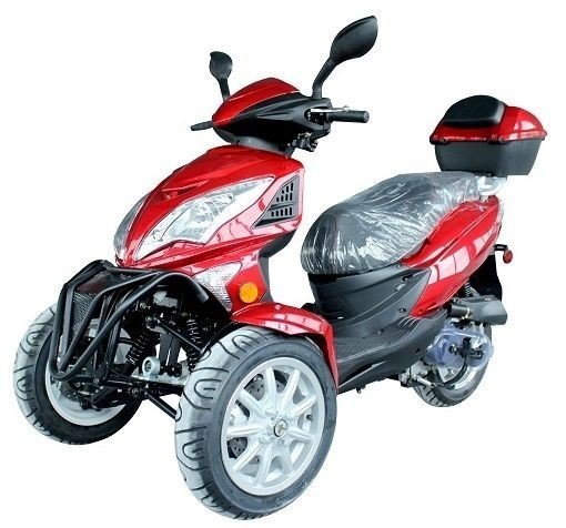 Topstar 200 Trike, 3-Wheel Motorcycle, Automatic Shifting, Trunk, 12-inch Wheels – Red - Image 4