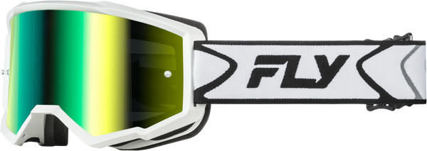 Youth Zone Goggle White/Black W/ Iridescent Grn Mirror Lens